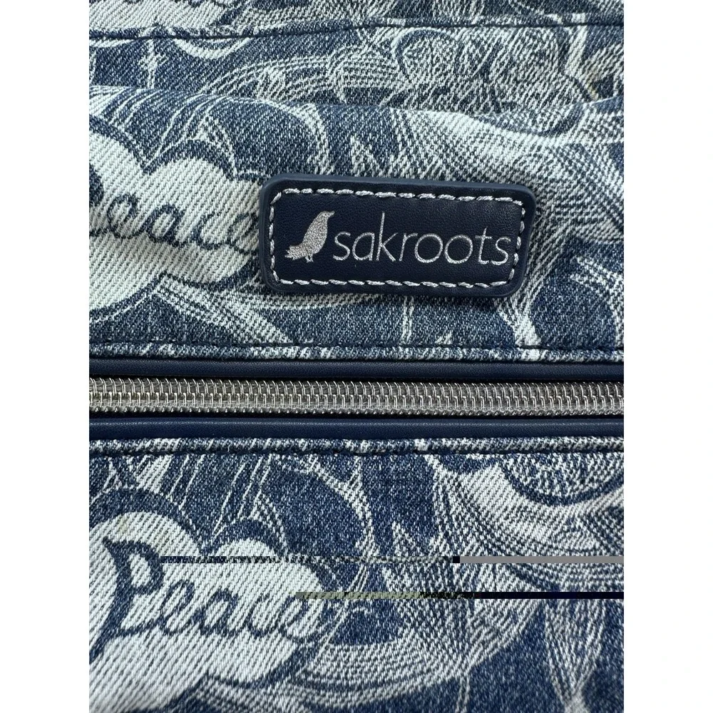 Sakroots Denim Color Block Women's Peace Backpack Multi Pocket Adj Strap Floral